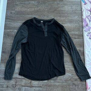 Old Navy Black Long Sleeve Top with Charcoal Trim/ Arms Medium